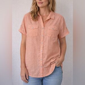 Eddie Bauer Women’s Casual Coral Button-Down Shirt Size XL